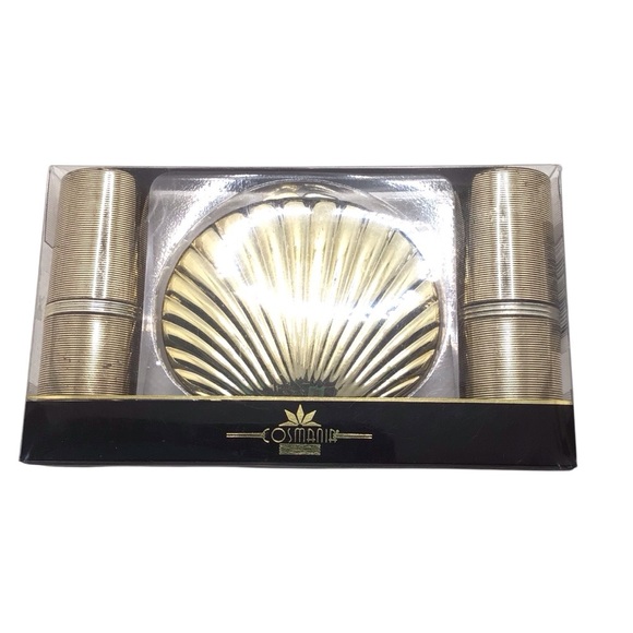 Cosmania Vintage 3pc Glam Golden Ensemble Lipstick & Shell Compact Set - Picture 10 of 10